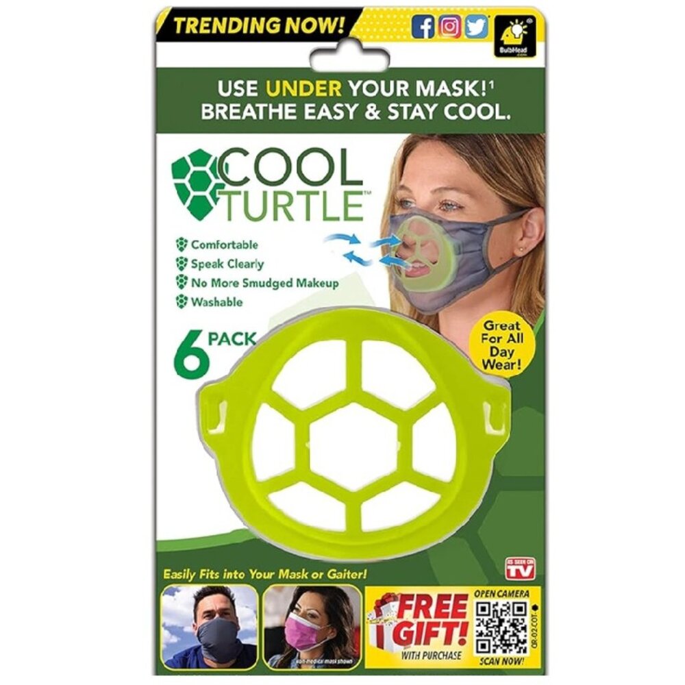 6 Pk Cool Turtle Face Mask Inserts, Breathe Easy & Stay Cool Under Mask